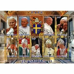 Малый лист Римский Папа Иоанн Павел II. Руанда