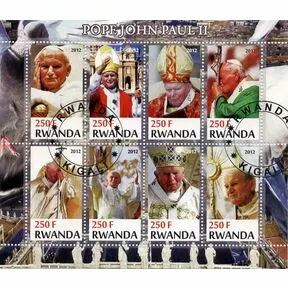 Малый лист Римский Папа Иоанн Павел II. Руанда