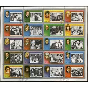 Серия почтовых марок Знаменитые киноартисты, арабский эмират Фуджейра, 1972 год.
