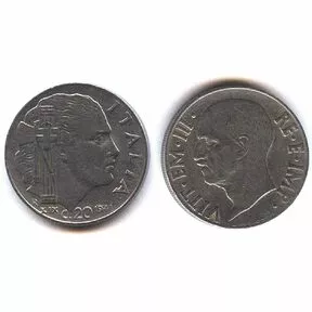 Монета Италия 20 чентезимо 1941 год