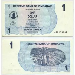 она Зимбабве 1 доллар
