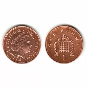 Великобритания 1 пенни, Королева Елизавета II, 2006.