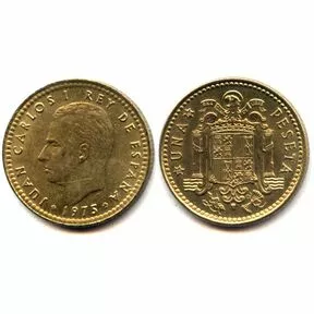 Монета 1 песета, 1975 год, Испания.