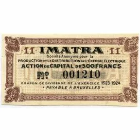 Купон на получение дивидендов по акции IMATRA. 