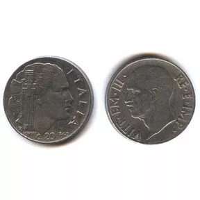 Монета Италия 20 чентезимо 1940 год