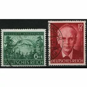 Серия, две марки 100-летие со дня рождения Петерра Розеггера, Германия, 3-й рейх, 1943 г