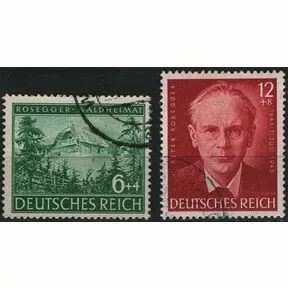 Серия, две марки 100-летие со дня рождения Петерра Розеггера, Германия, 3-й рейх, 1943 г.
