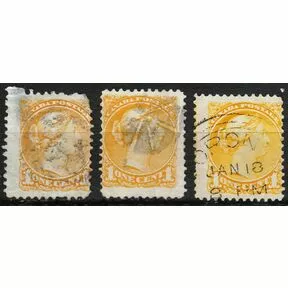 1 цент, Королева Виктория, Канада, 1870–1894. Разновидности, 3 марки.