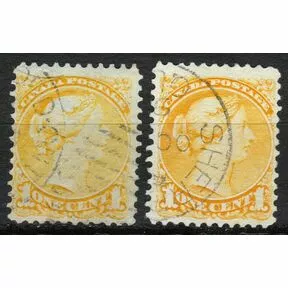 1 цент, Королева Виктория, Канада, 1870–1894. Разновидности, 2 марки.