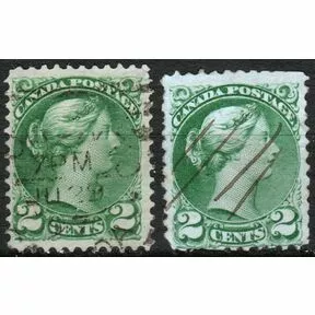 2 цента, Королева Виктория, Канада, 1870–1894. Разновидности, 2 марки.