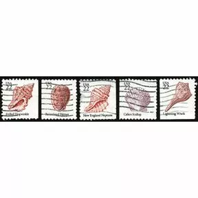 Серия почтовых марок Морские раковины, США, 1985